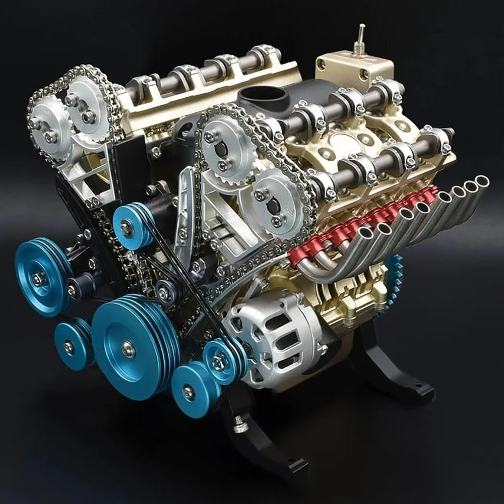 8-Cylinder Car Engine Model Kit Simulation Full Metal Car Engine Assembly Kit Model Toys Resin DIY Metal Engine Model Kits