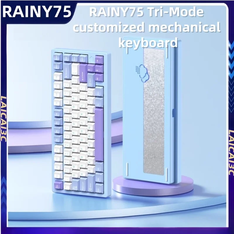 Rainy75 Kabellose mechanische Tastatur, Aluminiumlegierung, Tri-Mode, RGB, volle Taste, Hot-Swap,