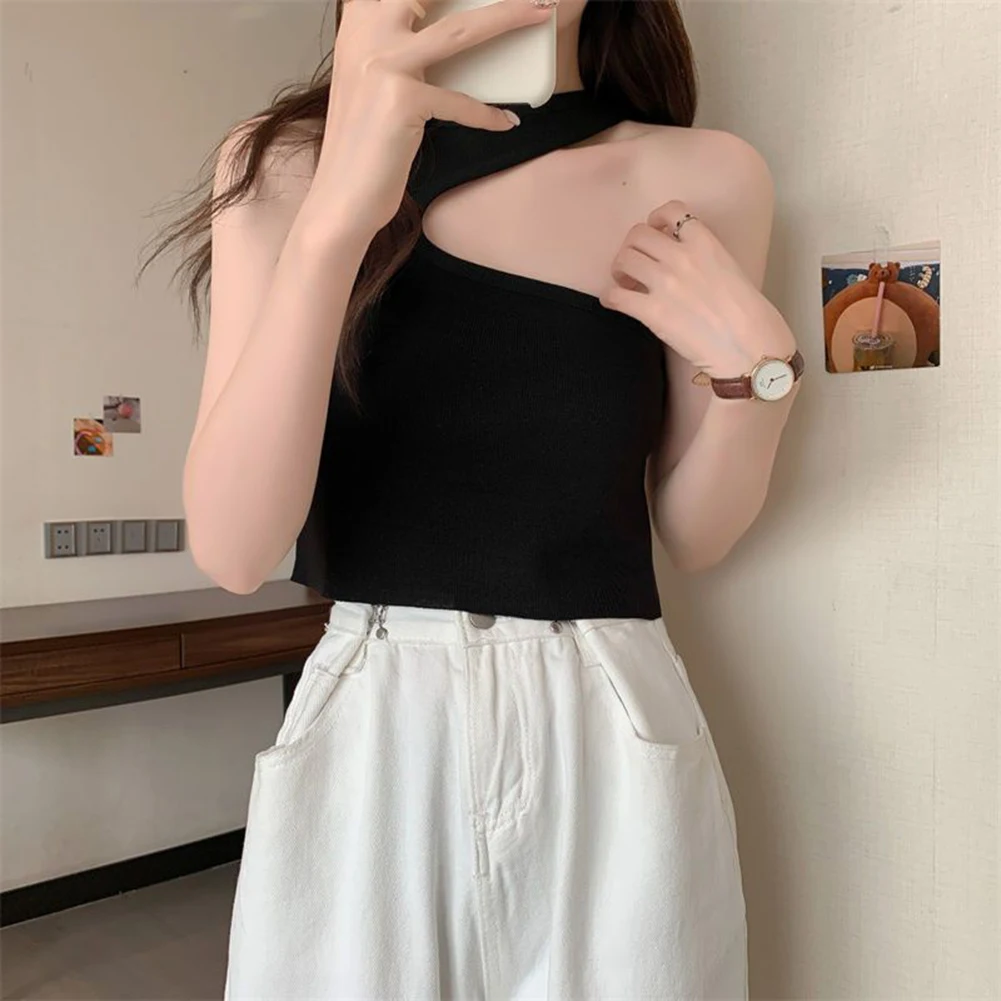 

Casual Outing Apricot Irregular Off Shoulder Irregular Casual Vest For Daily Holiday Wear One Shoulder Neckline