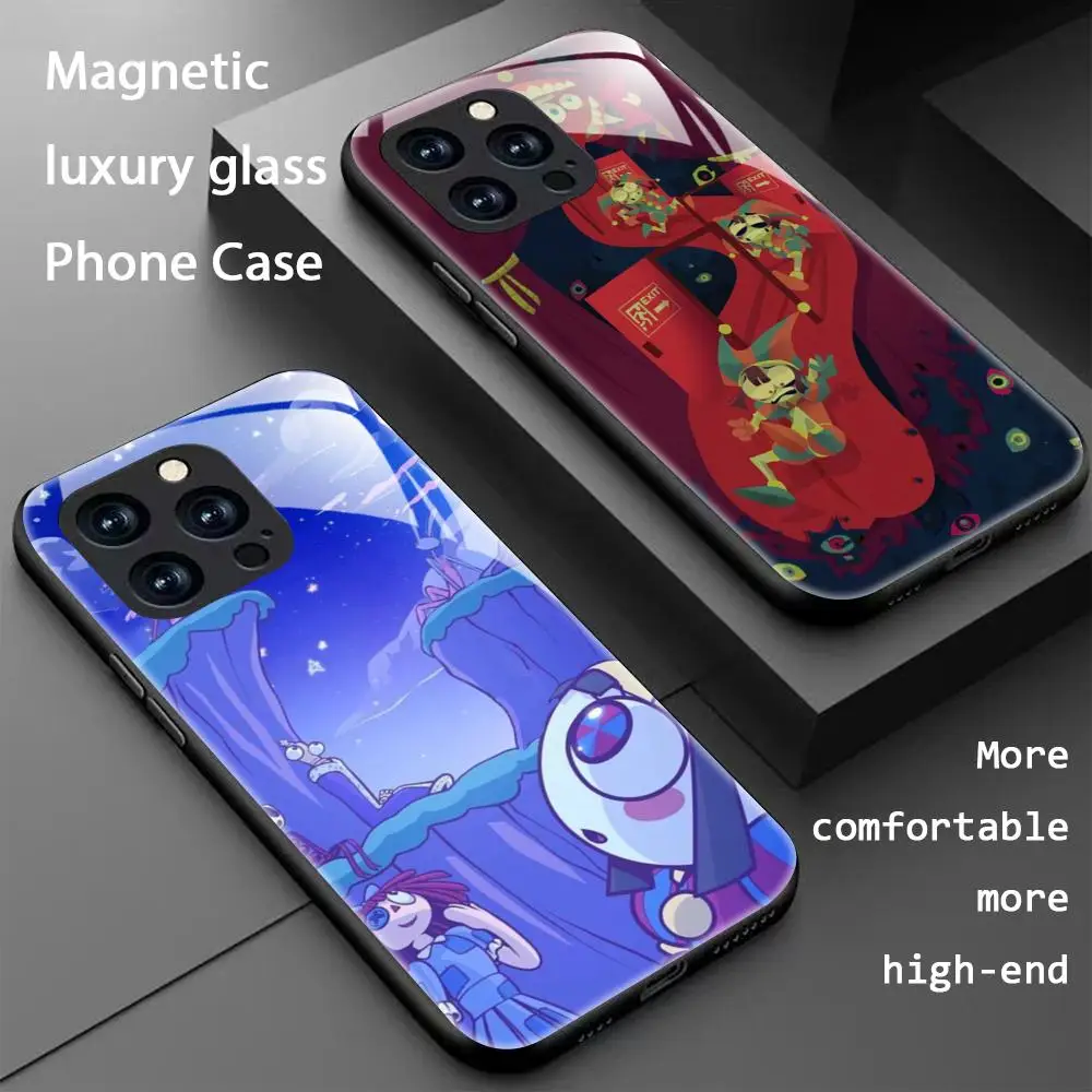 D-Digital C-CircuS Clown Hot Phone Case For iPhone 16 15 14 13 12 11 X XR XS 8 Plus Mini Pro Max Glass Magnetic Phone Case