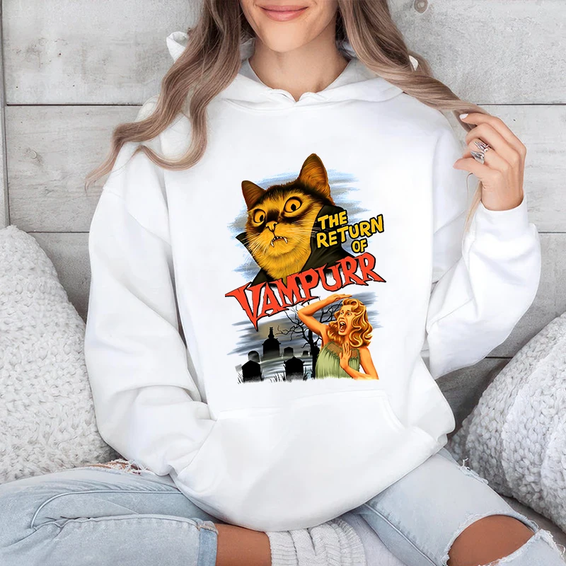 Die Rückkehr von Vampir Halloween gedruckt Frauen Herbst und Winter Hoodies Plüsch Sweatshirt lose Tops