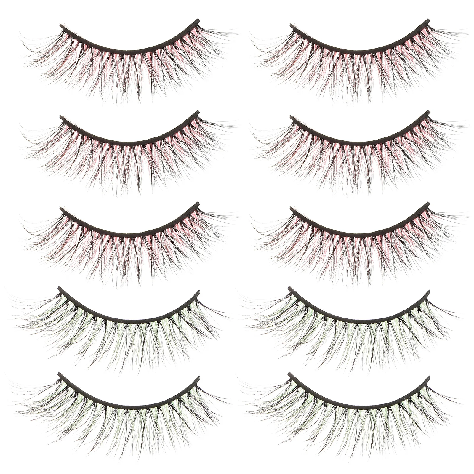 5 pares de cílios postiços naturais coloridos 3d extensões de cílios falsos para festa clube cosplay baile longo cílios postiços