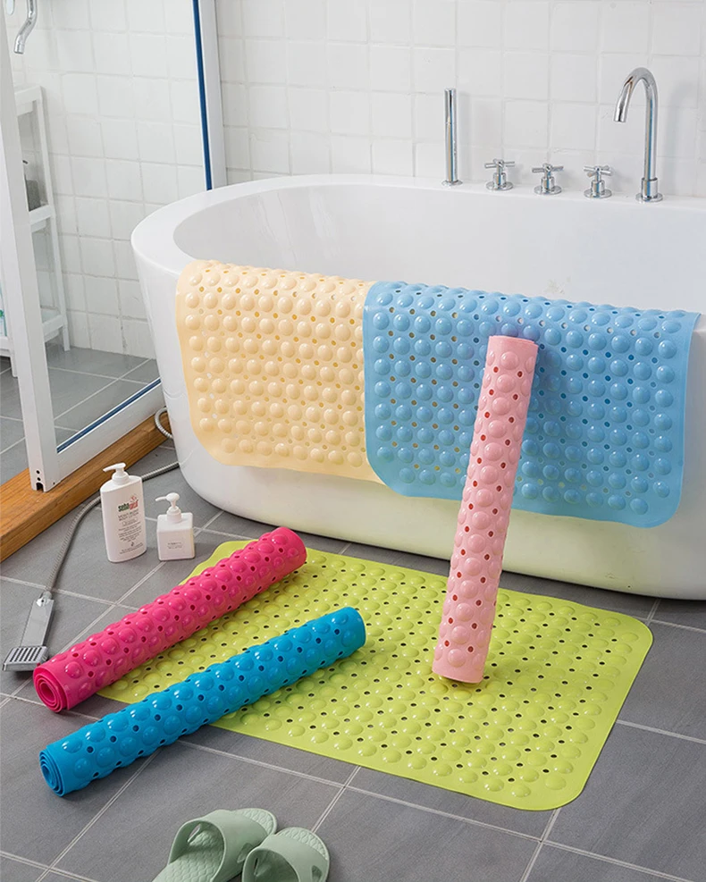 HOFloor-Tapis de Douche Antidérapant en PVC de Haute Qualité, de Forme Carrée Blanche et Grise, avec Aspiration Standard, de Bain de Grande Taille, pour Hôtel