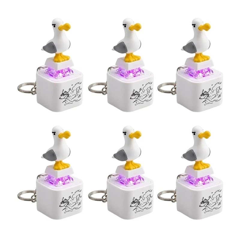 6Pack Seagull Mine Button Keychain Set With Type-C Charging Cable Eco-Friendly
