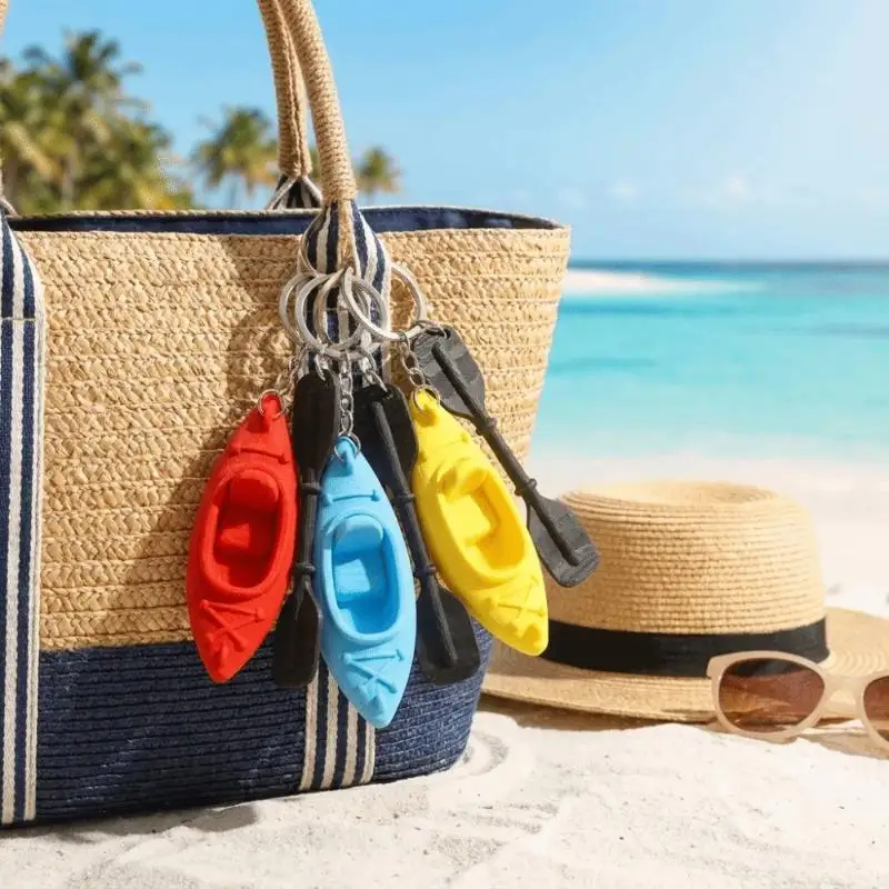 Dekorativer PLA-Kajak-Schlüsselanhänger in Paddelform, 3D-Form, Kanu-Anhänger, mehrere Farben, kreatives Design, Boot-Anhänger, Sommer – Detail 1