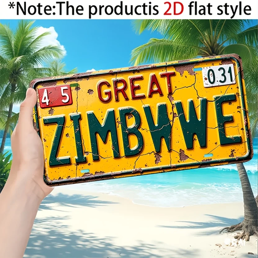 2D Flat - 【2D Flat】 2D Flat - [2D Flat] 2D Flat - Decorative Use Solely, Zimbabwe Outdoor Sign And Wall Decor, Suitable for B