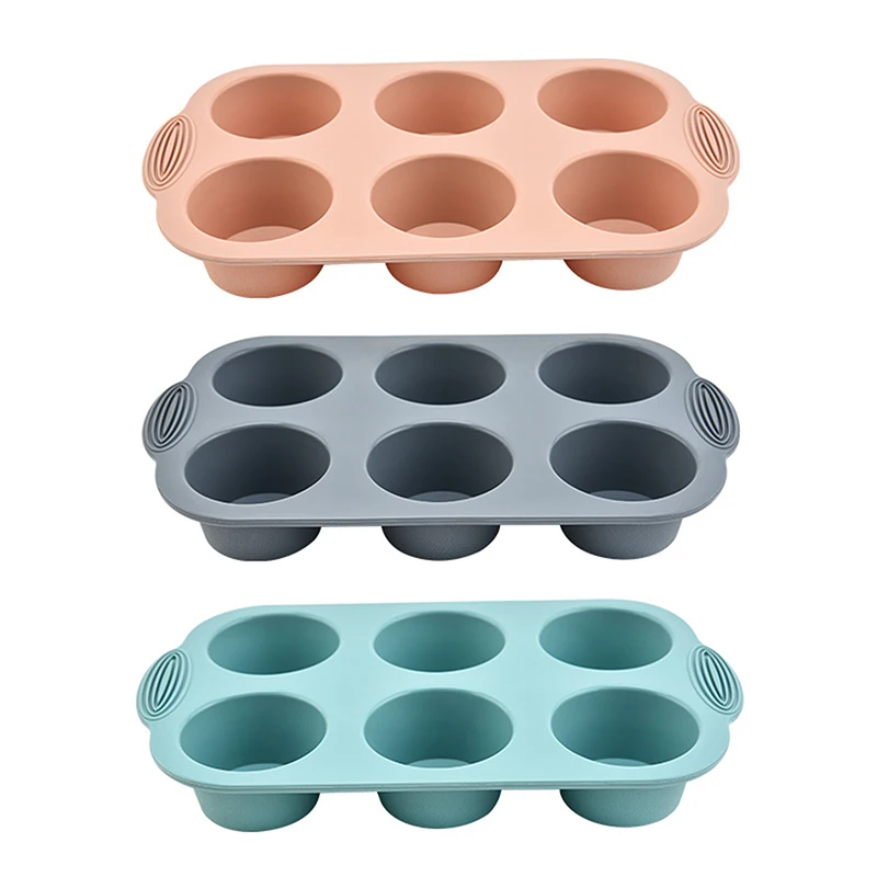 6 molde redondo de silicona para muffins, taza DIY de silicona de alta temperatura para Mousse, postre, pastel de Chocolate, herramientas de cocina para hornear