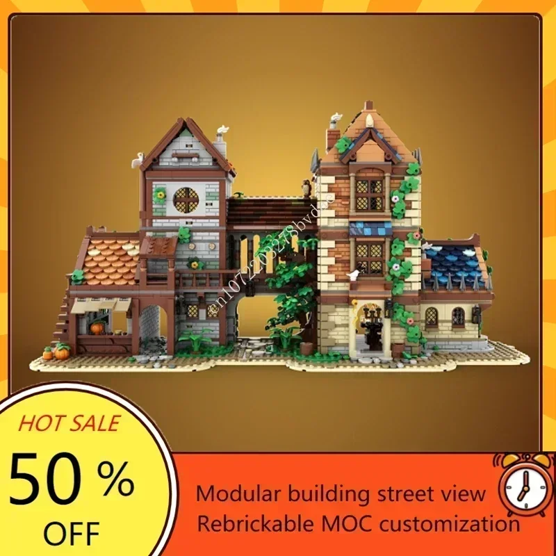 3877PCS Customized MOC Medieval Castle Medieval Street Model Custom Puzzles Technology  Creative Assembly Toys Kids Gifts