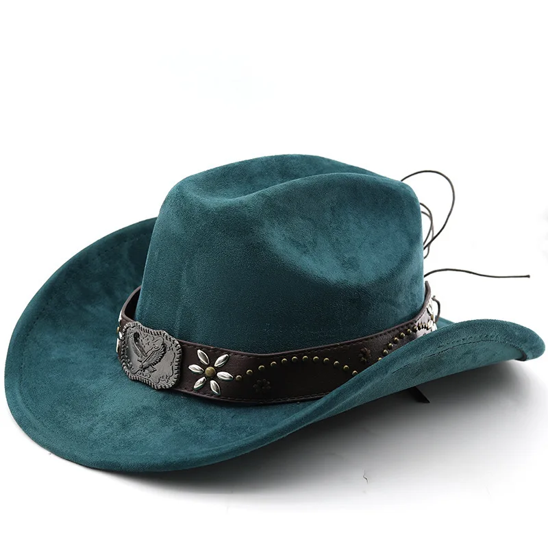 Bullhead Western Cowboy Men's And Women's Tibetan Suede Jazz Hat, Hot Selling Big Brimmed Top Hat