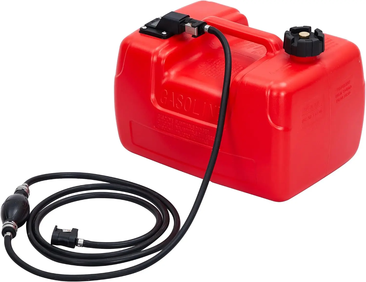 3 Gallon Marine Fuel Tank with Ergonomic I-Shaped Handle, Fuel Level Indicator, Integrated Filter, Dual Sealing/Venting Cap, Pump & Hose