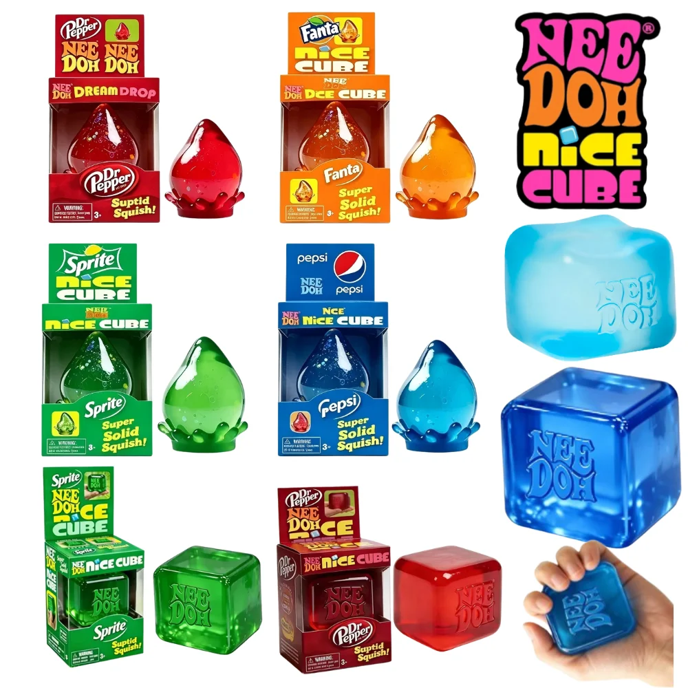 New Needoh Dreamy Water Drop Marbled Cube Malt Sugar Squish Toy Soft Squeeze Anxiety Relief Fidget Toy For Adults Surprise Gift