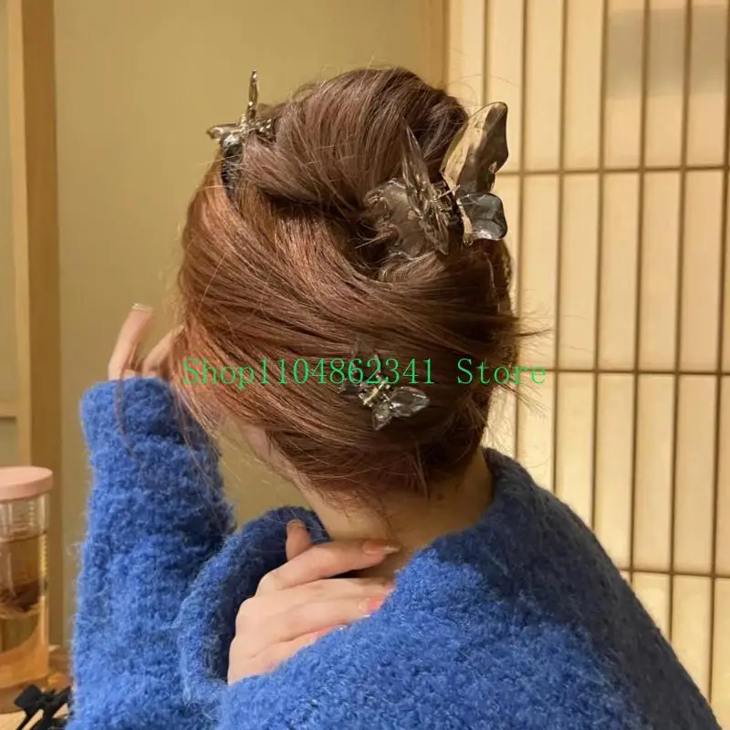 5ASD 귀여운 나비 모양 머리카락 발톱 우아한 턱 헤어 핀을위한 여자 소녀 섭취