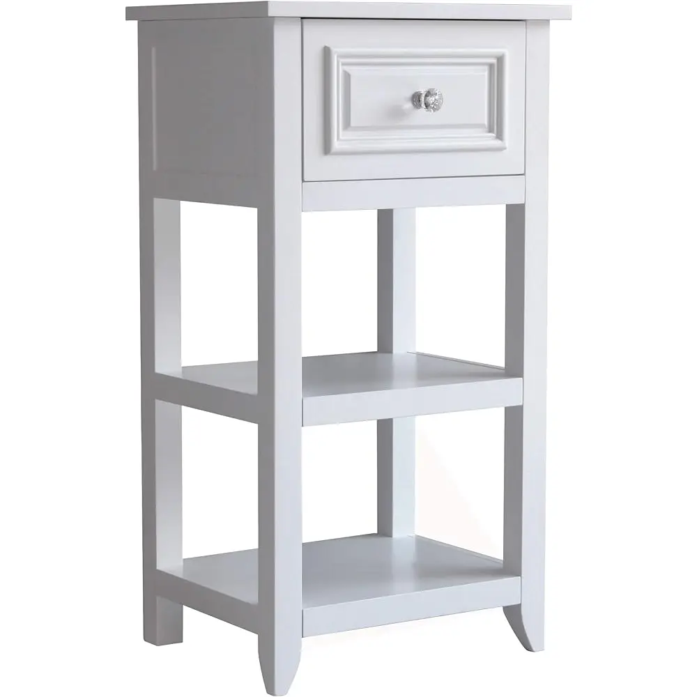 

Dawson Freestanding Single Floor Cabinet Bathroom Bedroom Living Room Storage Organizer With 1 Drawer And Open Shelves, White