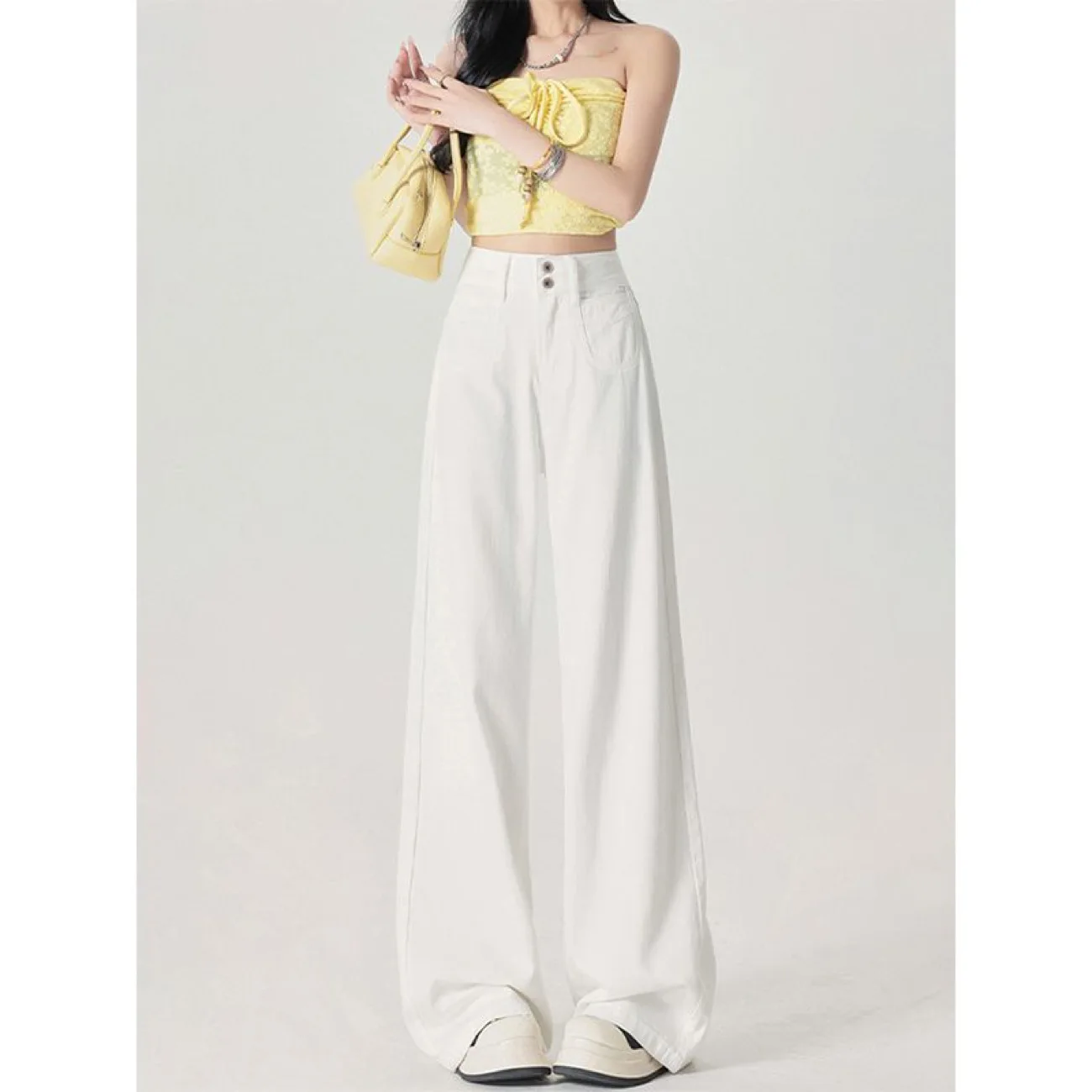 

Джинсы Bootcut Корейские женские трендовые Jetting Rock Party Аутентичные яркие натуральные милые плюшевые пряности с манжетами Chique Ночной клуб Пляж