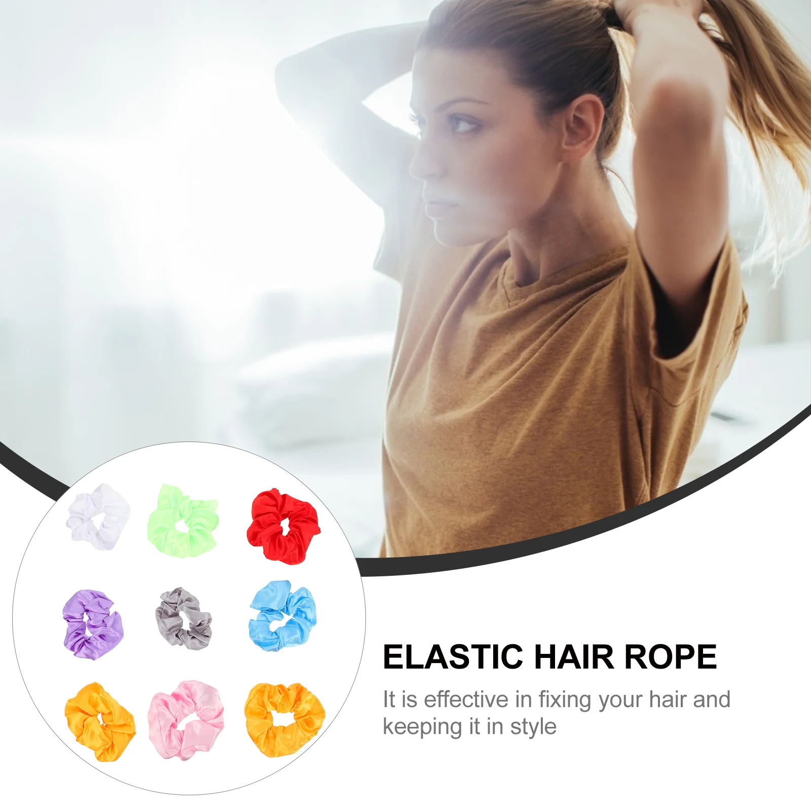 

9pcs Glowing Rings Bright Color Festival Hair Accessories Party Outdoor Use Elastic Hair Rope For Women Creative Headwear