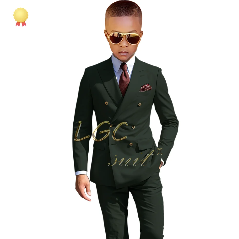 Boys double-breasted suit 2 piece suit, 2~16 years old children wedding party banquet birthday formal tuxedo custom suit