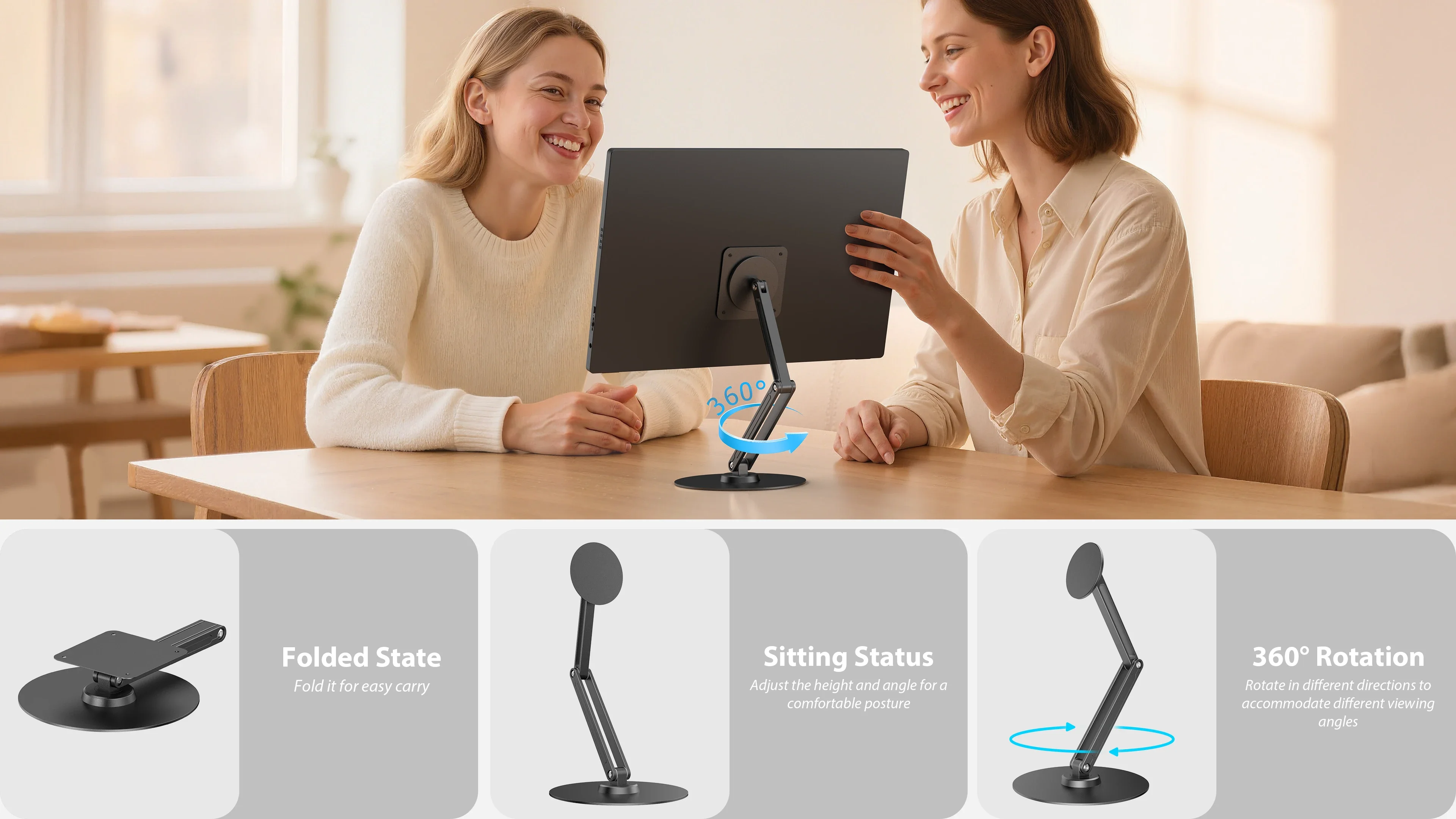 UPERFECT Metal Magnetic Bracket VESA 2 IN 1 Stand Max Support 19" Portable Monitor with Adjustment Holder For 7"-19" Dispalys