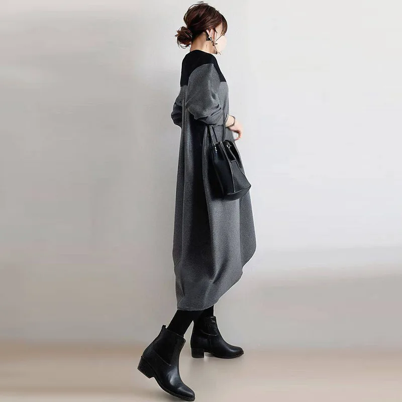 2025 봄 신상 컬러 블록 드레스 일본과 한국 보헤미안 한국 패션 롱 썸머 드레스 로브 베스티도 여성 파티용