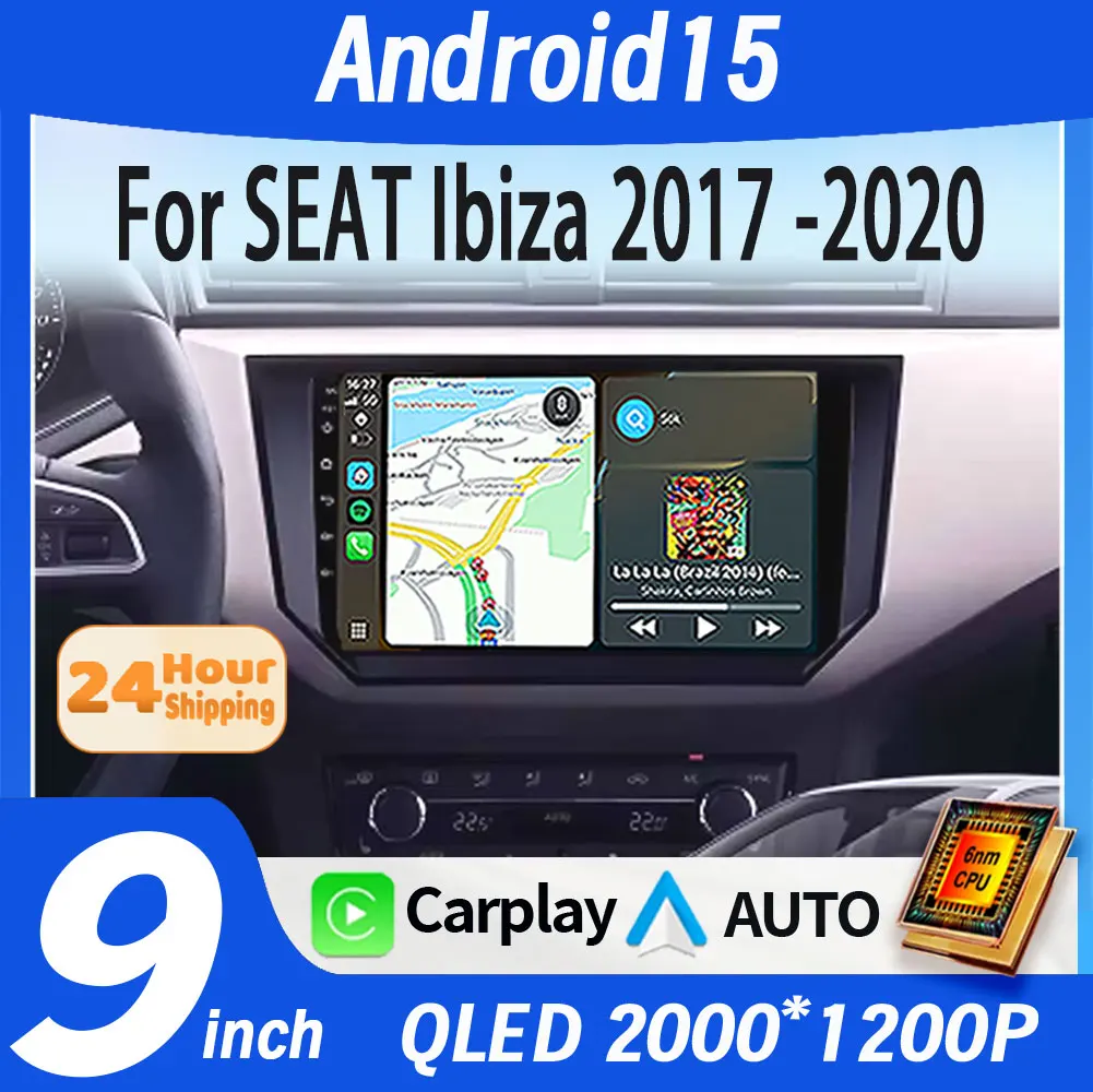 

Android 15 Carplay авто радио для SEAT Ibiza 2017 2018 2019 2020 плеер авторадио стерео GPS DSP WIFI + 4G 360 камера