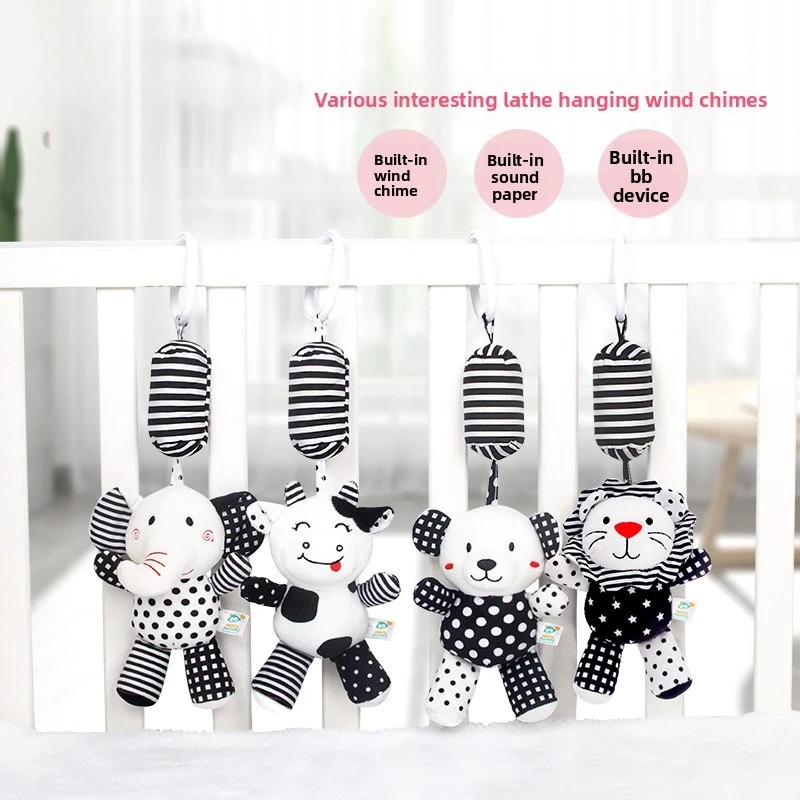 القرد الملك لعبة طفل الكرتون حشرجة الموت مخرطة معلقة الحيوان أبيض وأسود الرياح الدقات #4