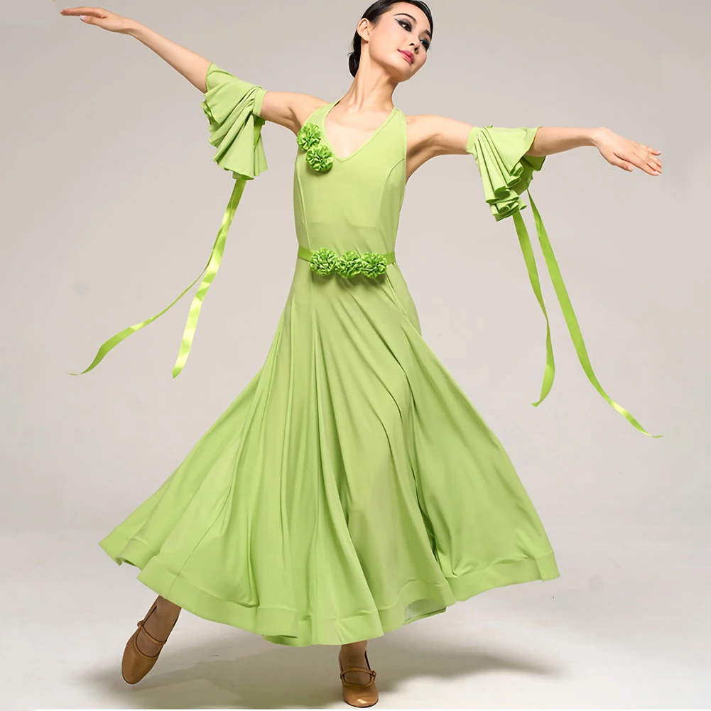 Walzerkleid, ärmellos, Party, Gesellschaftstanz, Praxis, Schwarz, Stereo, Blume, Standard-Wettbewerbskostüm, Tango, Orange