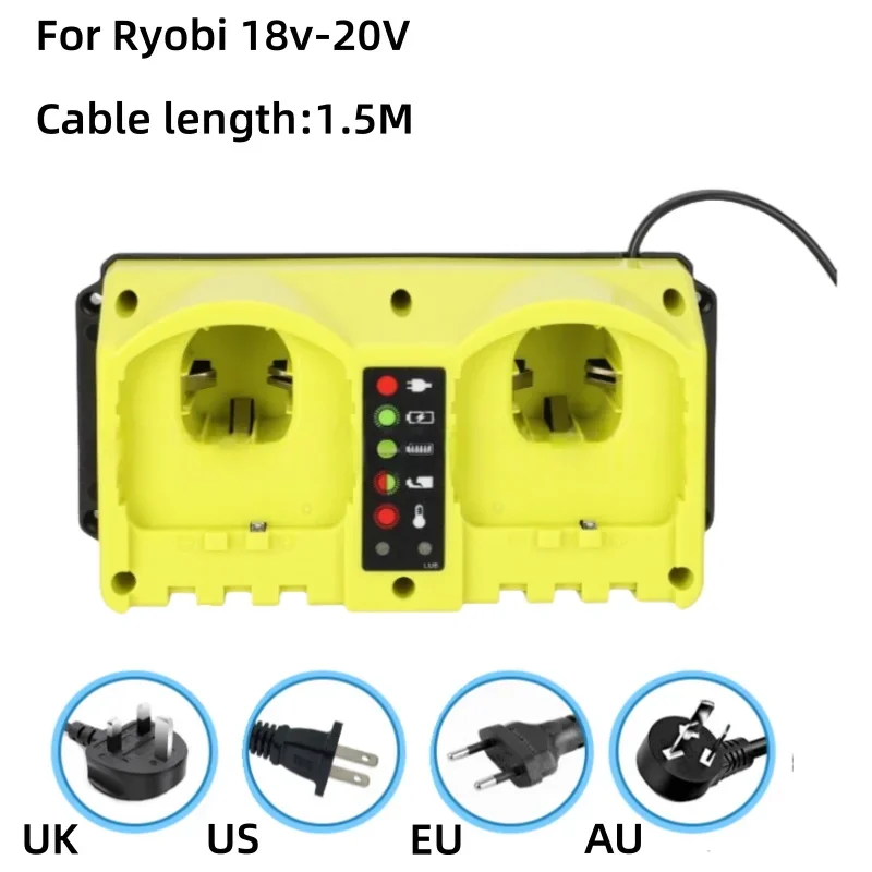 Dual Fast Charger Original Ryobi 18V-20V Nickel Battery P120 P170 P180 P190 Belt LED Indicator AC Plug EU/US/UK/AU Power Tools