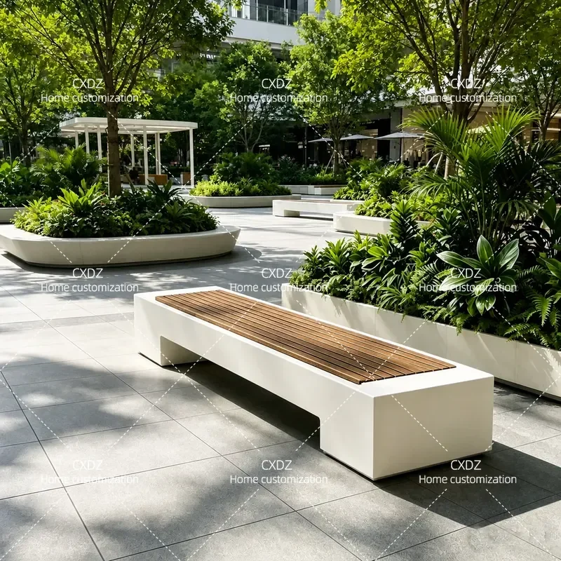 Park Outdoor Rectangular Resting Stool Indoor Shopping Mall Corridor Wrought Iron Reception Bench Door Simple Sitting Stool