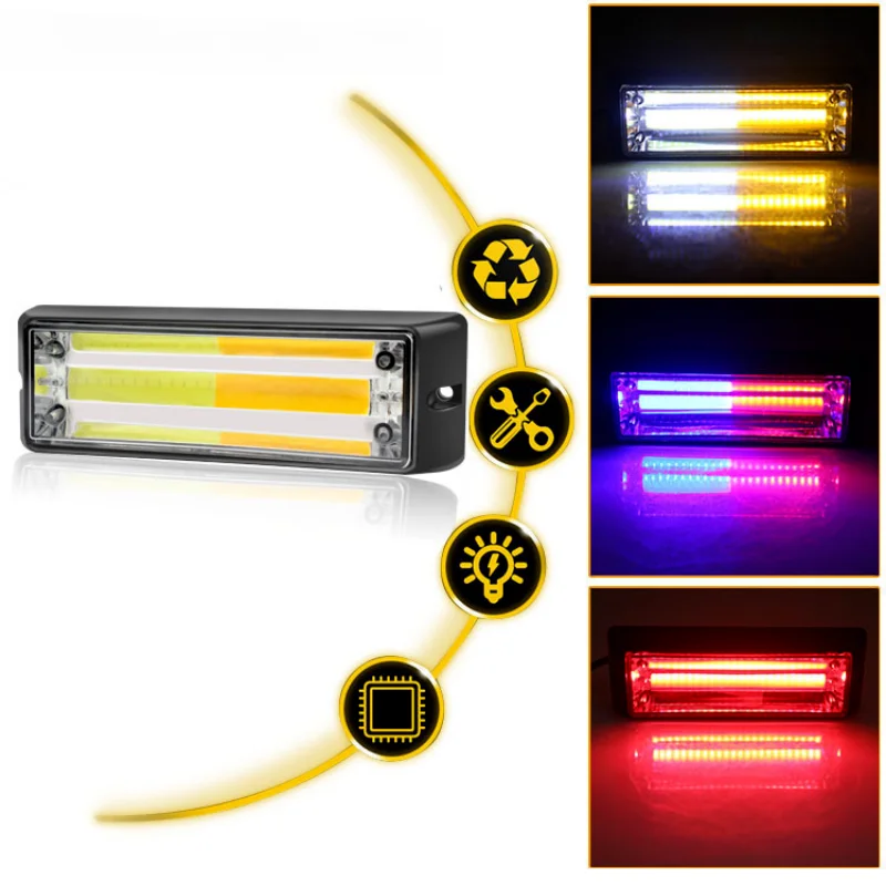 Single section two-color light, car pilot light 12-24V COB Truck Sidelight Warning Lights with Flash Modes