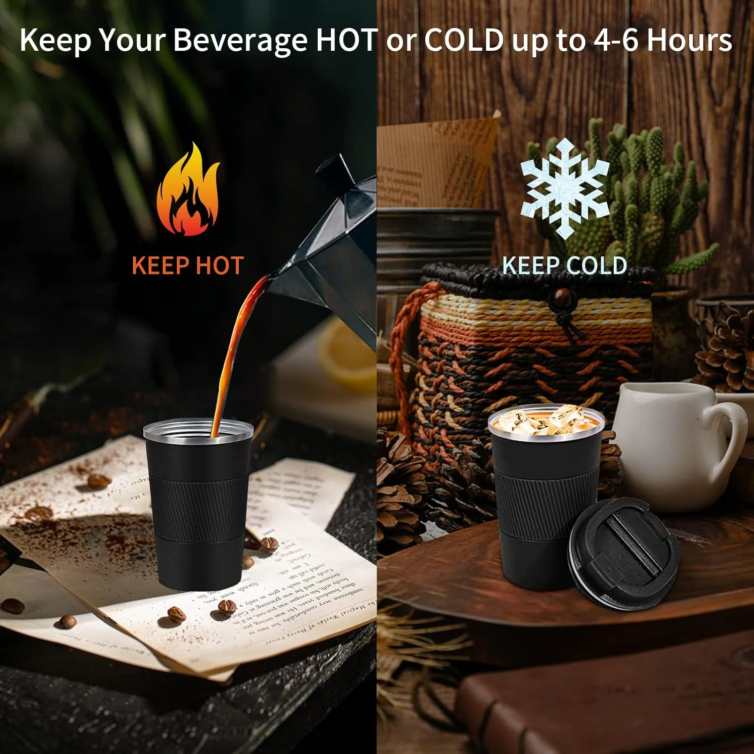 

Insulated Travel Coffee Mug Leakproof Portable Camping Stainless Steel Coffee Mug With Lid For Hot And Cold Drinks