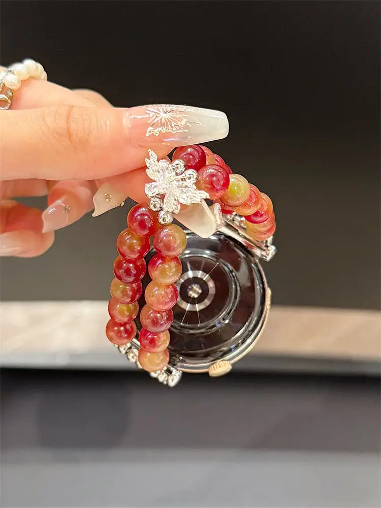 

Браслет из бусин из натурального красного камня подходит для ремешков HW Watch Fit3/Fit4 и ремешка HW 8/9/10NFC ручной работы