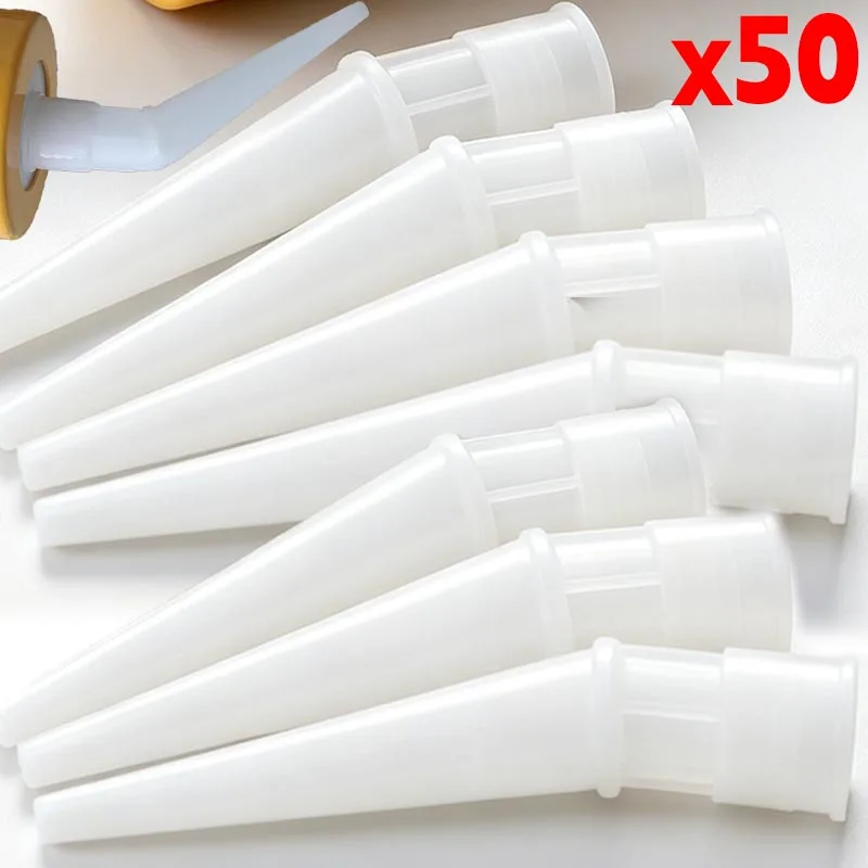 1-50pcs Plastic Caulk Nozzle Tips for Bathroom Kitchen Edge Caulking Extension Applicator Precision Sealing Sealer Tools