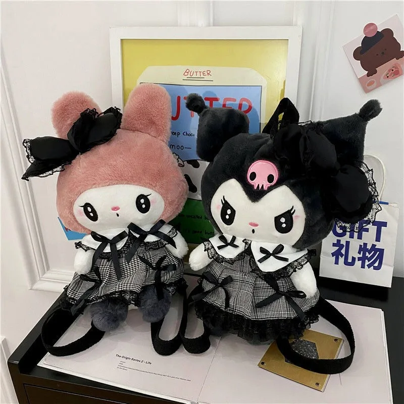 MBTI Kuromi Sweet Backpacks for Women Kawaii Melody 2024 New Fashion Harajuku Backpack Lolita Jk Plush Daily Female Designer Bag