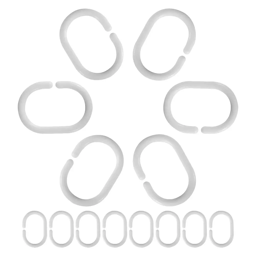 

48Pcs Shower Curtain Hooks Plastic C-Shaped Rings Strong Bathroom Curtain Hanging Supplies Plastic Shower Rings
