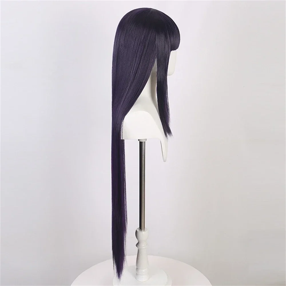 Anime Cosplay Hinata Hyuuga Dark Blue Long Straight Wig Blunt Bangs Cute Girl Heat Resistant Fiber Daily Party Wig
