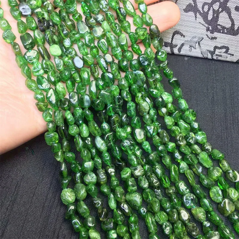 2PCS Natural Diopside Chain DIY Jewelry Accessories Handmade Fortune Energy Mineral Woman Amulet Gift 1PCS 5mmX40cm