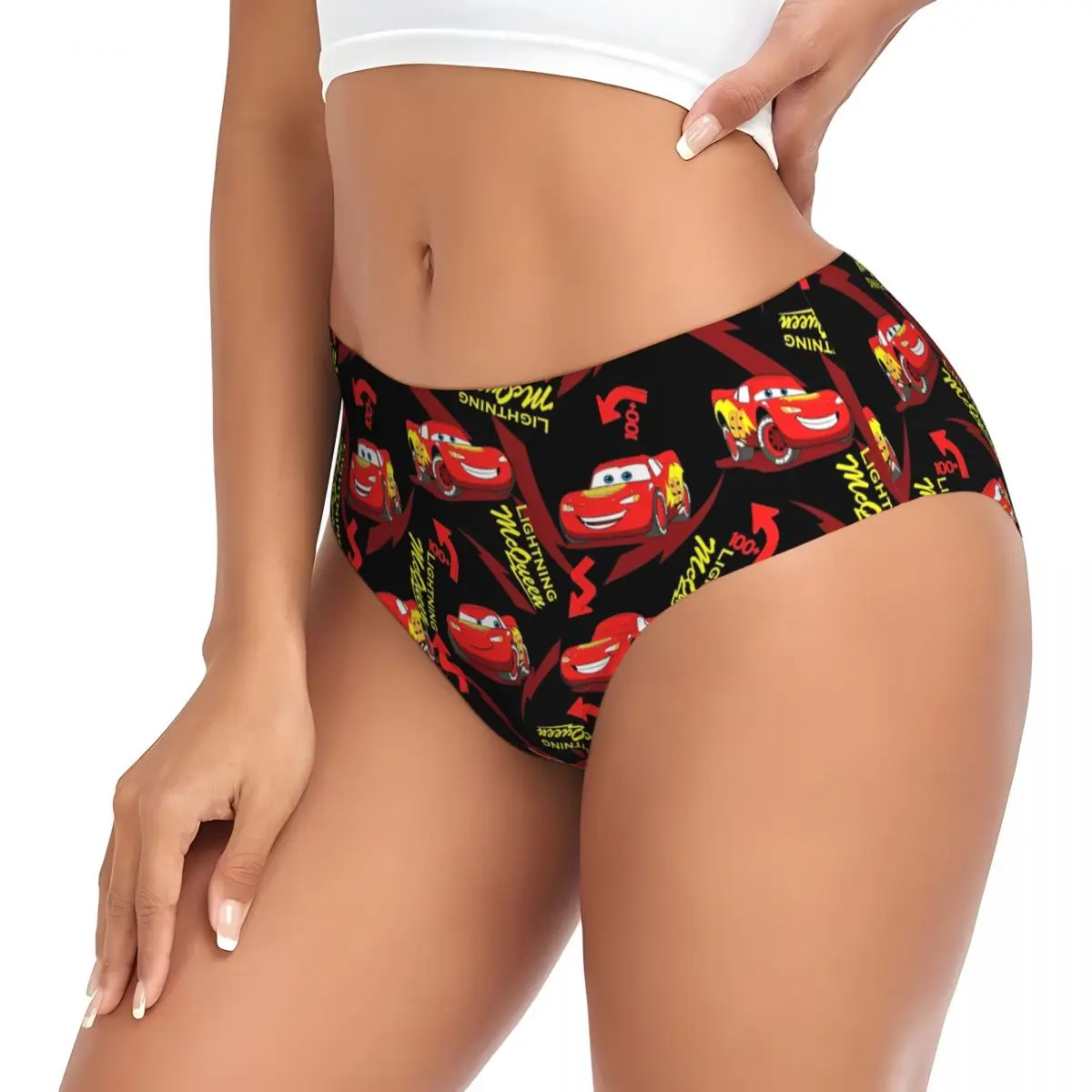 Cute Lightning Mcqueen Car Women Underwear Brief Full Coverage No Show High Waisted Ladies Panties