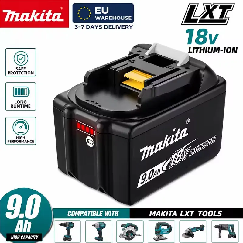 Batteria originale Makita BL1890 18V 9.0Ah agli ioni di litio, 15C, ad alta capacità, ricaricabile, per utensili elettrici, compatibile con BL1860 BL1850, batteria di ricambio per trapano a batteria,
