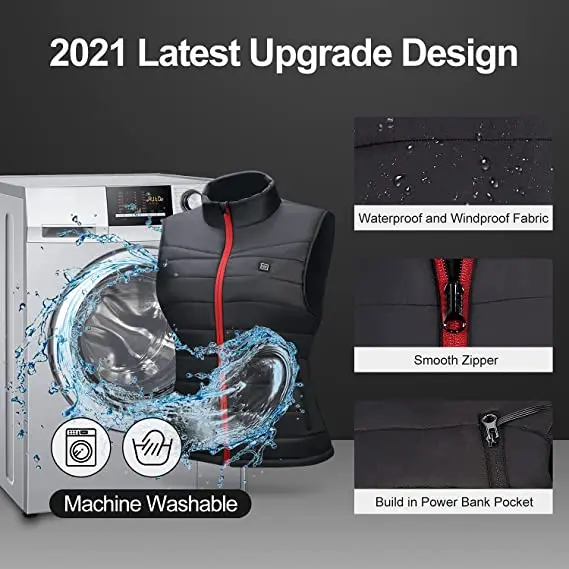 Damen-Graphen-Heizweste, elektrisch, USB-Ladefunktion, warme Sportjacke, bequemer, beheizter Mantel für Camping – Detail 10