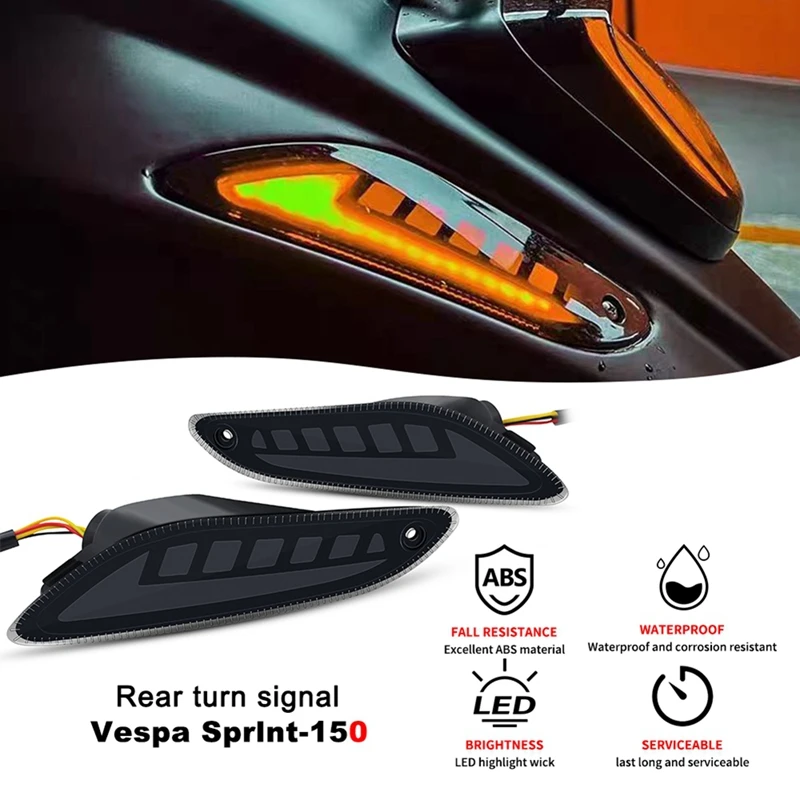 Motorcycle Rear Dynamic Turn Signals Lights LED Brake Lights For Vespa Sprint Primavera 50 125 150