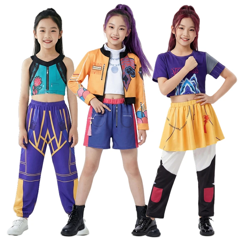 Girls Pop Singers Fancy Dress  Anime Rumi Cosplay Mira CostumeHalloween Outfits Include T-Shirt Pants Festival Carnival Cos