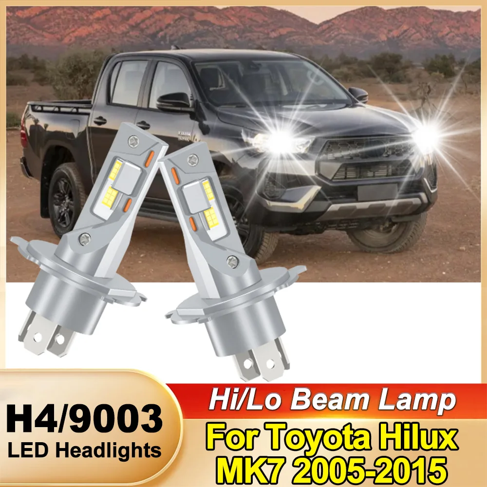 

2Pcs LED Headlight 30000LM H4 Auto Lamp For Toyota Hilux MK7 2005-2015 High Low Beam Canbus Bulbs 1:1 Size Halogen Lamp
