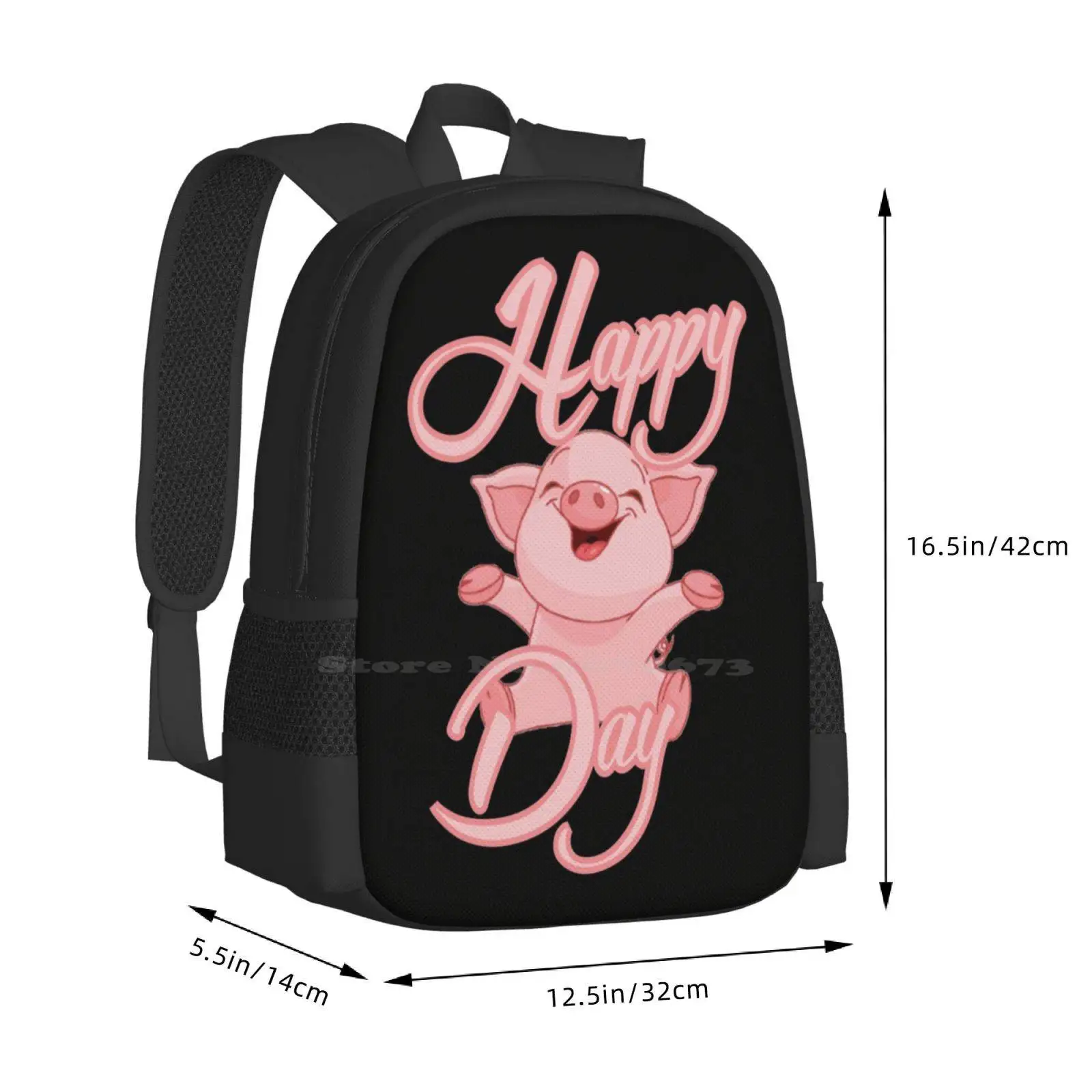 Bonito porco dia 3d impressão mochila, bolsa de estudante, amantes ilustração, porco rosa, queerapare, ir