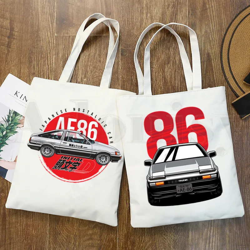 Initial D Drift Japanese Anime AE86 Fashion Graphic Cartoon Print Shopping Bags Girls Fashion Casual Pacakge Hand Bag