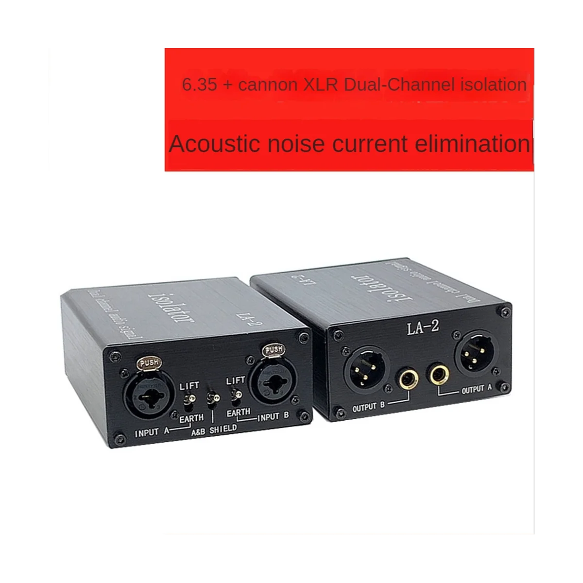 LA-2 Audio Signal Isolator 6.35 XLR Head Mixer Audio Current Acoustic Noise Filter Remover