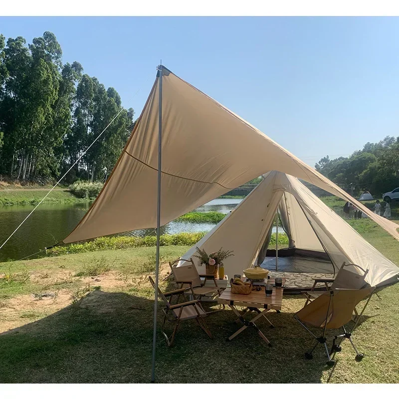 

Обновленный новый шестиугольный тент-бабочка для кемпинга, дорожный солнцезащитный козырек, пляжная палатка с навесом 4,5X4,5 м, брезент с посеребренным покрытием