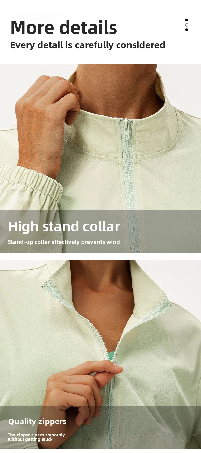 Outdoor-Sport-Windjacke für Damen, locker geschnittener, lässiger Yoga-Anzug mit Reißverschluss, Stehkragen, Laufjacke, Fitness-Windjacke, winddicht – Detail 11