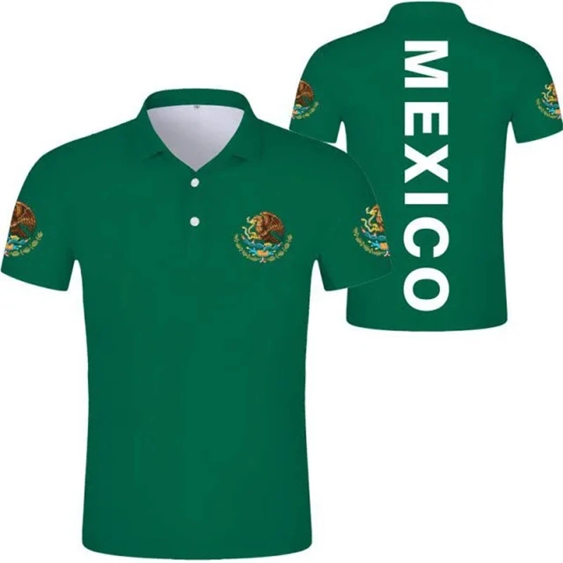 Mexico Flag 3D Print Polo Shirt For Men Women Tops Fashion Short Sleeve Button Lapel Polo T-shirts High Quality Polo Shirts