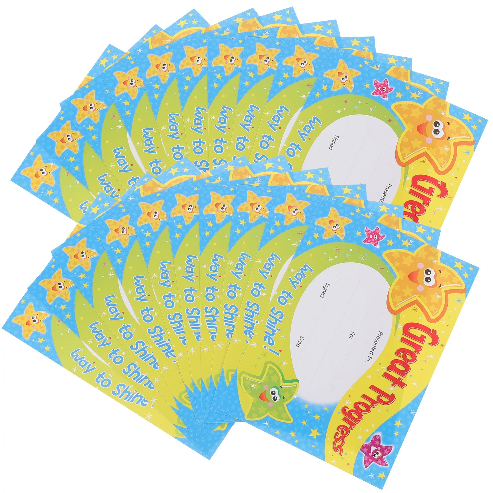 100 ورقة من شهادات جائزة الطالب، شهادات إنجليزية سميكة ملونة مطبوعة للإنجاز والإنجاز #3