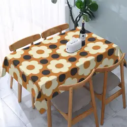 Waterproof Orla Kiely Multi Stem Table Cover Elastic Fitted Retro Geometric Scandi Table Cloth Backed Edge Tablecloth for Picnic