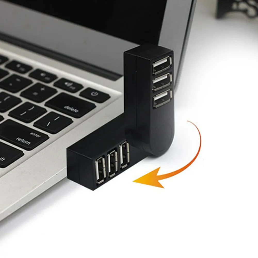 Per Laptop USB 2.0 Hub USB nero per Notebook Mini adattatore 3 porte Splitter